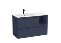 Roca Tenue 1000mm 2 Drawer Vanity Unit & Left Hand Basin - Matt Blue