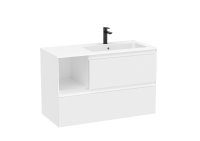 Roca Tenue 1000mm 2 Drawer Vanity Unit & Right Hand Basin - Matt White