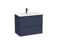 Roca Tenue 800mm 2 Drawer Vanity Unit & Basin - Matt Blue