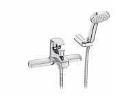 Roca Monodin-N Deck-Mounted Bath/Shower Mixer with Hose, Handset & Wall Bracket - Chrome