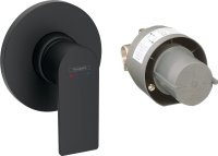 Hansgrohe Rebris E Single Lever Shower Mixer Set for Concealed Installation - Matt Black