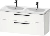 Duravit D-Code 1184mm x 460mm 2 Drawer Wall Hung Vanity Unit w/ Black Handle - Matt White