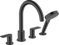 Hansgrohe Vernis Shape 4-Hole Rim Mounted Bath Mixer - Matt Black