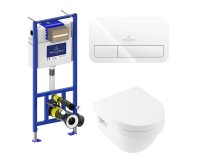 Villeroy & Boch Architectura Wall-Hung Toilet, Seat, Frame & White Flush Plate Combi-Pack