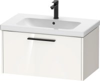 Duravit D-Code 784mm x 460mm 1 Drawer Wall Hung Vanity Unit w/ Black Handle - Gloss White