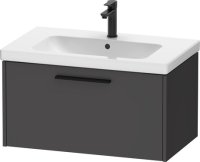 Duravit D-Code 784mm x 460mm 1 Drawer Wall Hung Vanity Unit w/ Black Handle - Matt Graphite