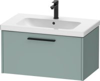 Duravit D-Code 784mm x 460mm 1 Drawer Wall Hung Vanity Unit w/ Black Handle - Fjord Green