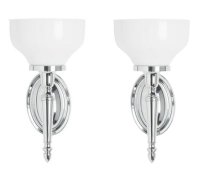 Arcade Frosted Cup Shade (Pair) - Oval Base - Stock Clearance