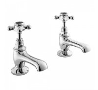Bayswater Black & Chrome Crosshead Basin Taps with Hex Collar - Stock Clearance