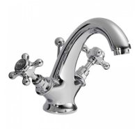 Bayswater Black & Chrome Crosshead Mono Basin Mixer with Hex Collar - Stock Clearance