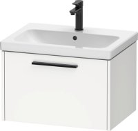 Duravit D-Code 634mm x 460mm 1 Drawer Wall Hung Vanity Unit w/ Black Handle - Matt White