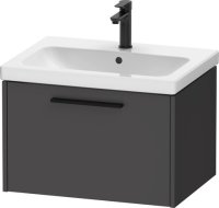 Duravit D-Code 634mm x 460mm 1 Drawer Wall Hung Vanity Unit w/ Black Handle - Matt Graphite