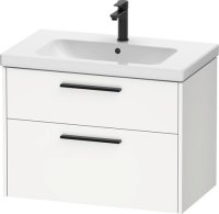 Duravit D-Code 784mm x 460mm 2 Drawer Wall Hung Vanity Unit w/ Black Handle - Matt White