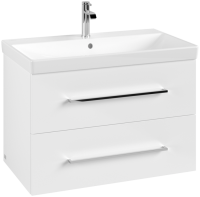 Villeroy & Boch Avento 800mm 2 Drawer Vanity Unit with Chrome Handles - Brilliant White