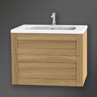 Miller London 800mm 2 Drawer Vanity Unit - Natural Oak