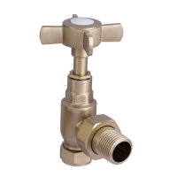DQ Heating Essential Manual Angled Crosshead Radiator Valve - Brushed Brass
