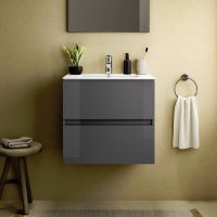 Ideal Standard Eurovit+ 50cm Wall Mounted Vanity Unit with 2 Drawers - Mid Grey