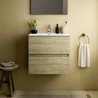 Ideal Standard Eurovit+ 50cm Wall Mounted Vanity Unit with 2 Drawers - Natural Oak