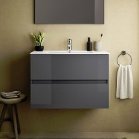 Ideal Standard Eurovit+ 70cm Wall Mounted Vanity Unit with 2 Drawers - Mid Grey