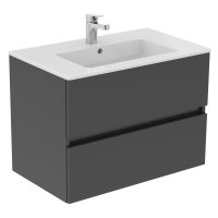 Ideal Standard Eurovit+ 80cm Wall Mounted Vanity Unit with 2 Drawers - Mid Grey