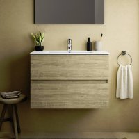 Ideal Standard Eurovit+ 70cm Wall Mounted Vanity Unit with 2 Drawers - Natural Oak