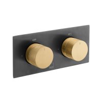 Vado Individual Knurled X Fusion 2 Outlet Thermostatic Shower Valve With All-Flow Function - Brushed Black/Gold