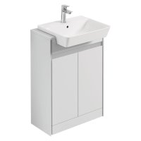 Ideal Standard Connect Air 600mm Floor Standing Semi Countertop Basin Unit (Gloss White with Matt White Interior)