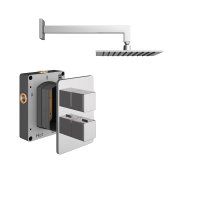 Abacus 1 Outlet Shower Valve with Fixed Square Shower Head & Wall Arm - Chrome