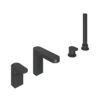 Abacus Ki Deck Mounted Bath-Shower Mixer 4 Tap Hole - Matt Black