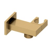 Abacus Emotion Square Wall Outlet Shower Valve & Holder - Brushed Brass