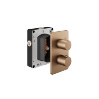 Abacus EZ Box Thermostatic 1 Outlet Shower Valve with Round Handles - Brushed Bronze