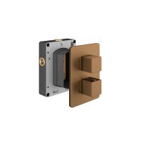 Abacus EZ Box Thermostatic 1 Outlet Shower Valve with Square Handles - Brushed Bronze