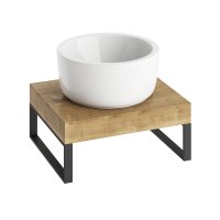 Abacus Concept Cloud 500mm Basin Shelf with Matt Black Towel Hangers - Halifax Oak