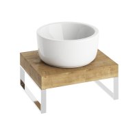 Abacus Concept Cloud 500mm Basin Shelf with Stainless Steel Towel Hangers - Halifax Oak