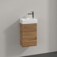 Villeroy & Boch Avento 340mm 1 Left Hand Door Vanity Unit with Chrome Handle - Oak Kansas