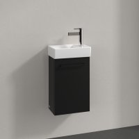 Villeroy & Boch Avento 340mm 1 Left Hand Door Vanity Unit with Black Handle - Volcano Black