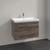 Villeroy & Boch Avento 800mm 2 Drawer Vanity Unit with Chrome Handles - Stone Oak