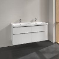 Villeroy & Boch Subway 3.0 1300mm 4 Drawer Double Vanity Unit with Chrome Handles - Brilliant White