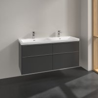 Villeroy & Boch Subway 3.0 1300mm 4 Drawer Double Vanity Unit with Chrome Handles - Graphite