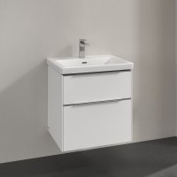 Villeroy & Boch Subway 3.0 600mm 2 Drawer Vanity Unit with Chrome Handles - Brilliant White