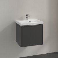 Villeroy & Boch Subway 3.0 500mm 1 Drawer Vanity Unit with Chrome Handles - Graphite