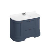 Burlington 1340mm Curved Vanity Unit with Drawers, Doors and Worktop - Blue