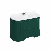 Burlington 1340mm Curved Vanity Unit with Drawers, Doors and Worktop - Matt Green