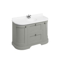 Burlington 1340mm Curved Vanity Unit with Drawers, Doors and Worktop - Dark Olive