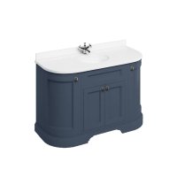 Burlington 1340mm Curved Vanity Unit with Doors and Worktop - Blue