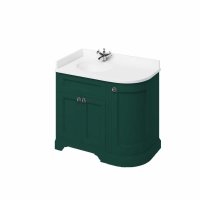 Burlington 1000mm Left Hand Curved Corner Vanity Unit with Worktop - Matt Green