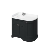 Burlington 1000mm Left Hand Curved Corner Vanity Unit with Worktop - Matt Black