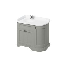 Burlington 1000mm Left Hand Curved Corner Vanity Unit with Worktop - Dark Olive