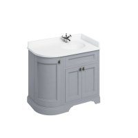 Burlington 1000mm Right Hand Curved Corner Vanity Unit with Worktop - Classic Grey