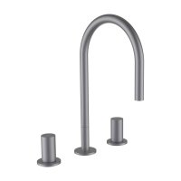 Kartell by Laufen 3-Hole Basin Mixer with Swivel Spout - Stainless Steel